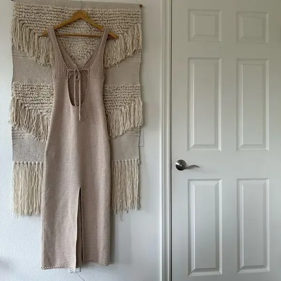 midi dress ivory Fringe Midi Dress